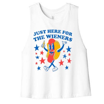 Hotdog IM Just Here For The Wieners Women's Racerback Cropped Tank