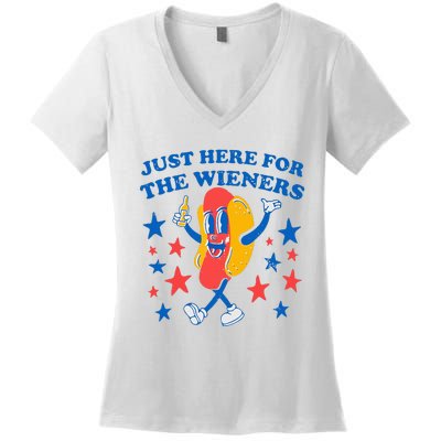 Hotdog IM Just Here For The Wieners Women's V-Neck T-Shirt