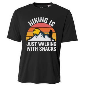 Hiking Is Just Walking With Snacks Hiking Humor Funny Saying Cooling Performance Crew T-Shirt