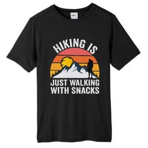 Hiking Is Just Walking With Snacks Hiking Humor Funny Saying Tall Fusion ChromaSoft Performance T-Shirt