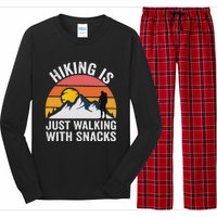 Hiking Is Just Walking With Snacks Hiking Humor Funny Saying Long Sleeve Pajama Set