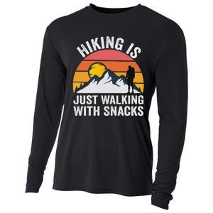 Hiking Is Just Walking With Snacks Hiking Humor Funny Saying Cooling Performance Long Sleeve Crew