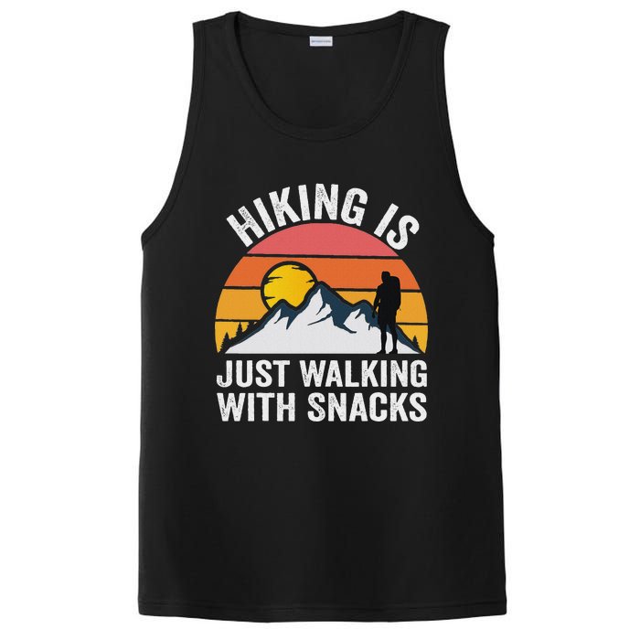 Hiking Is Just Walking With Snacks Hiking Humor Funny Saying PosiCharge Competitor Tank