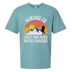 Hiking Is Just Walking With Snacks Hiking Humor Funny Saying Sueded Cloud Jersey T-Shirt