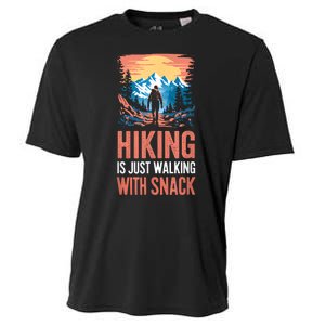 Hiking Is Just Walking With Snacks. Hiking Humor Cooling Performance Crew T-Shirt