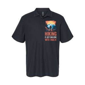 Hiking Is Just Walking With Snacks. Hiking Humor Softstyle Adult Sport Polo