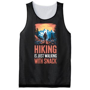 Hiking Is Just Walking With Snacks. Hiking Humor Mesh Reversible Basketball Jersey Tank