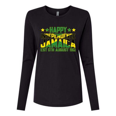 Happy Independence Jamaica Est 6th August 1962 Jamaican Flag Womens Cotton Relaxed Long Sleeve T-Shirt