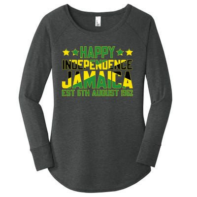 Happy Independence Jamaica Est 6th August 1962 Jamaican Flag Women's Perfect Tri Tunic Long Sleeve Shirt