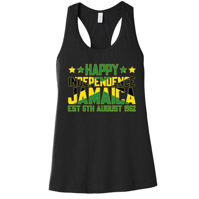 Happy Independence Jamaica Est 6th August 1962 Jamaican Flag Women's Racerback Tank