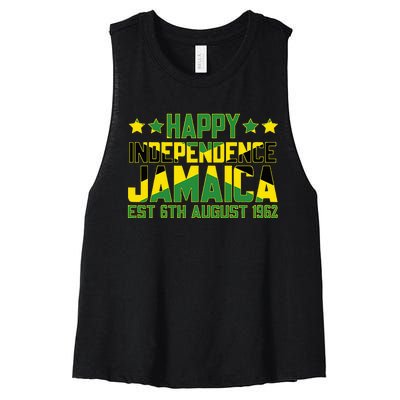 Happy Independence Jamaica Est 6th August 1962 Jamaican Flag Women's Racerback Cropped Tank