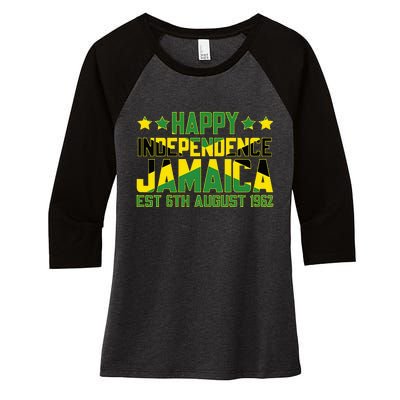 Happy Independence Jamaica Est 6th August 1962 Jamaican Flag Women's Tri-Blend 3/4-Sleeve Raglan Shirt