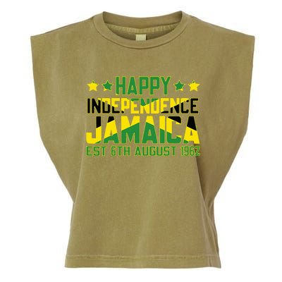 Happy Independence Jamaica Est 6th August 1962 Jamaican Flag Garment-Dyed Women's Muscle Tee