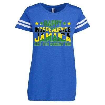 Happy Independence Jamaica Est 6th August 1962 Jamaican Flag Enza Ladies Jersey Football T-Shirt