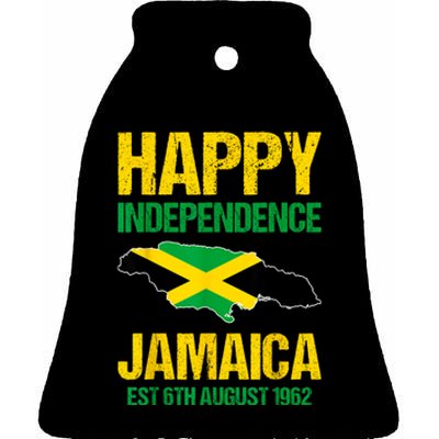 Happy Independence Jamaica Est 6th August 1962 Jamaican Ceramic Bell Ornament