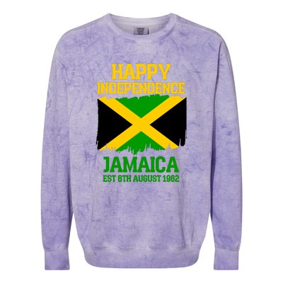 Happy Independence Jamaica Est 6th August 1962 Jamaican Flag Colorblast Crewneck Sweatshirt