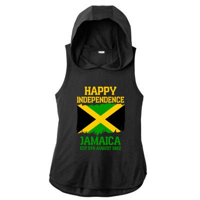 Happy Independence Jamaica Est 6th August 1962 Jamaican Flag Ladies PosiCharge Tri-Blend Wicking Draft Hoodie Tank