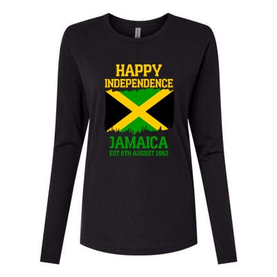 Happy Independence Jamaica Est 6th August 1962 Jamaican Flag Womens Cotton Relaxed Long Sleeve T-Shirt