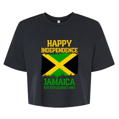 Happy Independence Jamaica Est 6th August 1962 Jamaican Flag Bella+Canvas Jersey Crop Tee