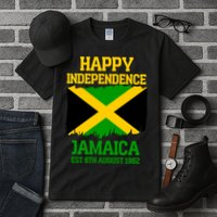 Happy Independence Jamaica Est 6th August 1962 Jamaican Flag Tall T-Shirt