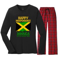 Happy Independence Jamaica Est 6th August 1962 Jamaican Flag Women's Long Sleeve Flannel Pajama Set 