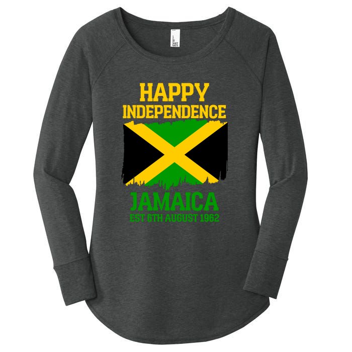 Happy Independence Jamaica Est 6th August 1962 Jamaican Flag Women's Perfect Tri Tunic Long Sleeve Shirt