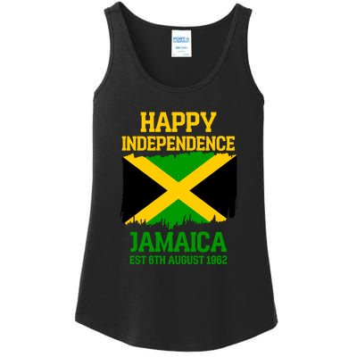 Happy Independence Jamaica Est 6th August 1962 Jamaican Flag Ladies Essential Tank