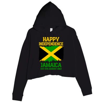 Happy Independence Jamaica Est 6th August 1962 Jamaican Flag Crop Fleece Hoodie