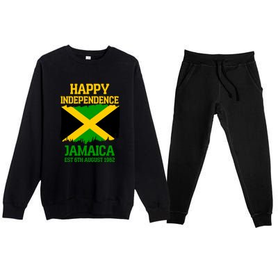 Happy Independence Jamaica Est 6th August 1962 Jamaican Flag Premium Crewneck Sweatsuit Set