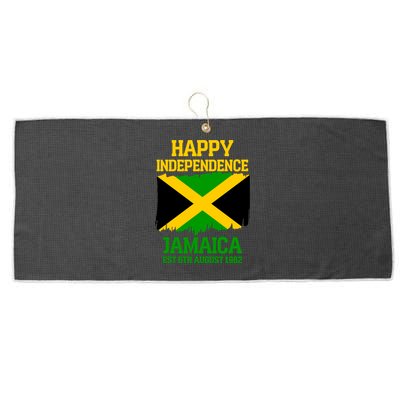 Happy Independence Jamaica Est 6th August 1962 Jamaican Flag Large Microfiber Waffle Golf Towel