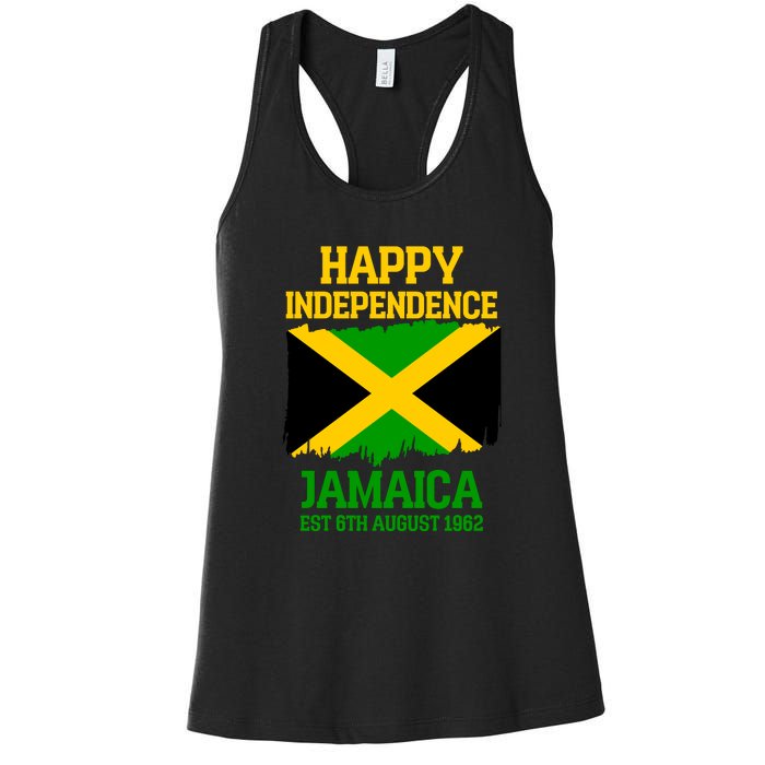 Happy Independence Jamaica Est 6th August 1962 Jamaican Flag Women's Racerback Tank