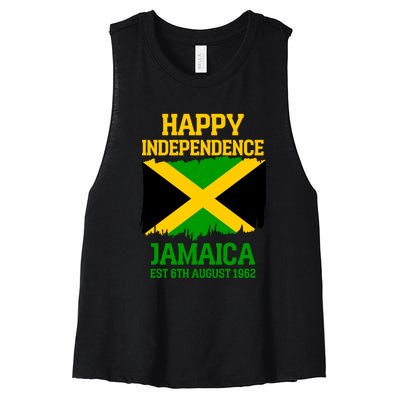 Happy Independence Jamaica Est 6th August 1962 Jamaican Flag Women's Racerback Cropped Tank