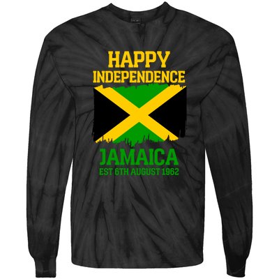 Happy Independence Jamaica Est 6th August 1962 Jamaican Flag Tie-Dye Long Sleeve Shirt