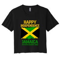 Happy Independence Jamaica Est 6th August 1962 Jamaican Flag Women's Crop Top Tee