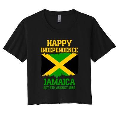 Happy Independence Jamaica Est 6th August 1962 Jamaican Flag Women's Crop Top Tee