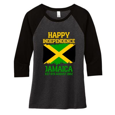 Happy Independence Jamaica Est 6th August 1962 Jamaican Flag Women's Tri-Blend 3/4-Sleeve Raglan Shirt