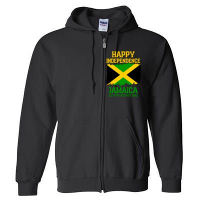 Happy Independence Jamaica Est 6th August 1962 Jamaican Flag Full Zip Hoodie