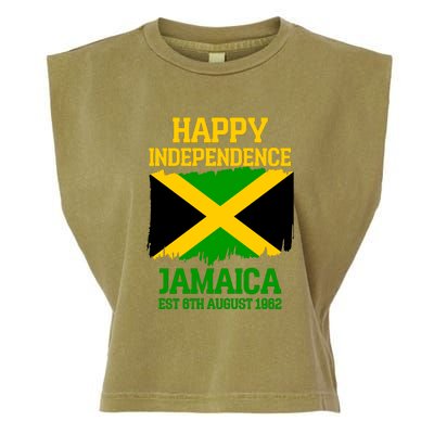 Happy Independence Jamaica Est 6th August 1962 Jamaican Flag Garment-Dyed Women's Muscle Tee