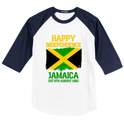 Happy Independence Jamaica Est 6th August 1962 Jamaican Flag Baseball Sleeve Shirt