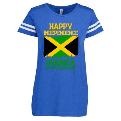 Happy Independence Jamaica Est 6th August 1962 Jamaican Flag Enza Ladies Jersey Football T-Shirt