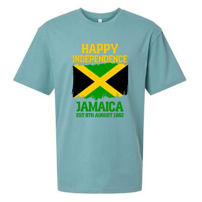 Happy Independence Jamaica Est 6th August 1962 Jamaican Flag Sueded Cloud Jersey T-Shirt