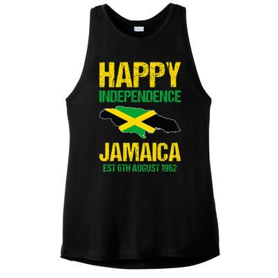 Happy Independence Jamaica Est 6th August 1962 Jamaican Ladies PosiCharge Tri-Blend Wicking Tank