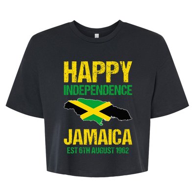 Happy Independence Jamaica Est 6th August 1962 Jamaican Bella+Canvas Jersey Crop Tee