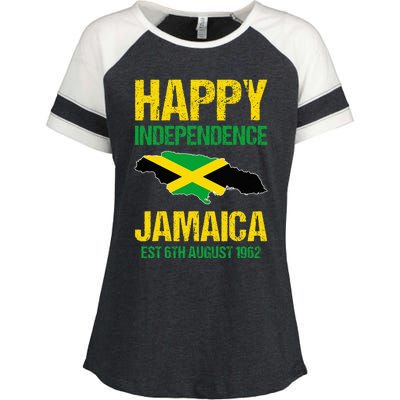 Happy Independence Jamaica Est 6th August 1962 Jamaican Enza Ladies Jersey Colorblock Tee