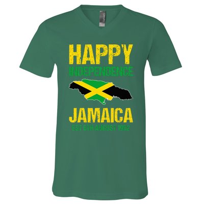 Happy Independence Jamaica Est 6th August 1962 Jamaican V-Neck T-Shirt