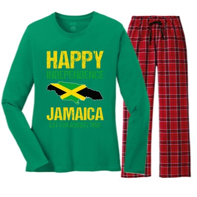 Happy Independence Jamaica Est 6th August 1962 Jamaican Women's Long Sleeve Flannel Pajama Set 