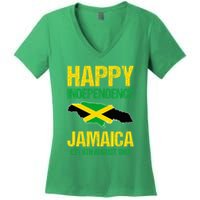 Happy Independence Jamaica Est 6th August 1962 Jamaican Women's V-Neck T-Shirt