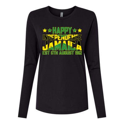 Happy Independence Jamaica Est 6th August 1962 Jamaican Flag Womens Cotton Relaxed Long Sleeve T-Shirt