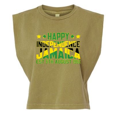 Happy Independence Jamaica Est 6th August 1962 Jamaican Flag Garment-Dyed Women's Muscle Tee