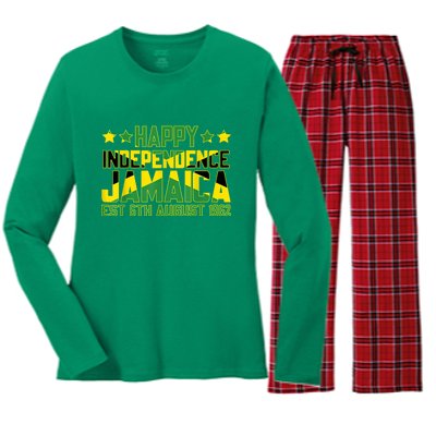 Happy Independence Jamaica Est 6th August 1962 Jamaican Flag Women's Long Sleeve Flannel Pajama Set 